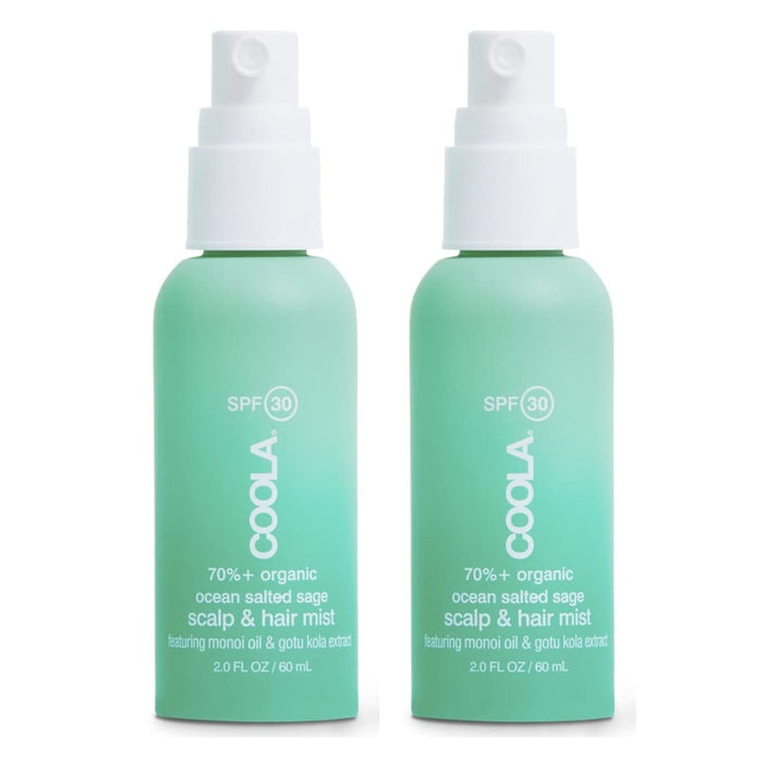 COOLA Organic Scalp Spray & Hair Sunscreen Mist with SPF 30, Dermatologist Tested Hair Care for Daily Protection, Vegan and Gluten Free, Ocean Salted Sage,2 Fl Oz (Pack of 2)