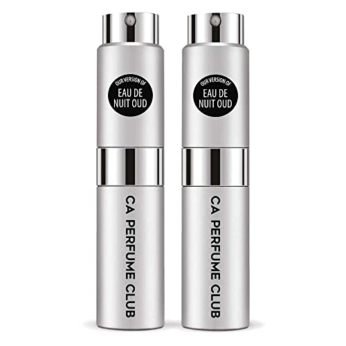 CA Perfume Impression of Eau De Nuit Oud For Men Replica Version Fragrance Dupes Concentrated Long Lasting Eau de Parfum Spray Refillable Atomizer Bottle 0.27 Fl Oz-X2