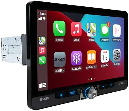 JENSEN J1CA10FL 10.1-inch Certified Apple CarPlay Android Auto Wired or Wireless | Single DIN & Double DIN Touchscreen Car Stereo Radio | Bluetooth | Front & Rear Camera Inputs | USB Playback & Charge