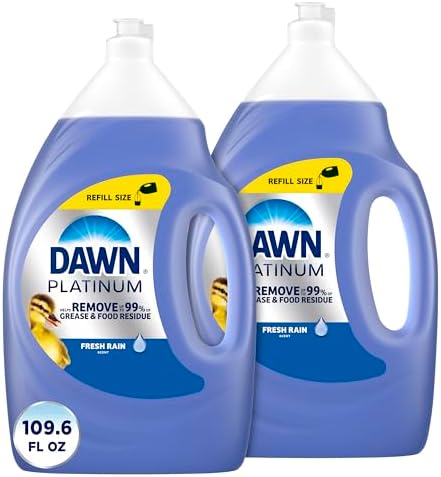 Dawn Platinum Dish Soap Liquid, Dishwashing Liquid, Dish Detergent Liquid, Refreshing Rain Scent, 54.8 fl oz (Pack of 2)