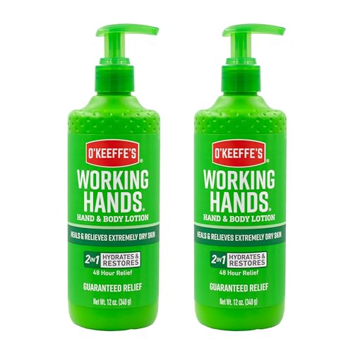 O'Keeffe's Working Hands Hand and Body Lotion, 12oz Pump (Pack of 2) - Heals and Relieves Extremely Dry Skin