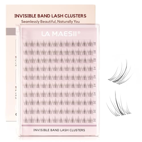 Lash Clusters 120Pcs Invisible Band Natural Eyelash Clusters 10-12mm C Curl Lash Extensions DIY Individual Cluster Lashes Thin & Clear Band False Eyelashes(CB77)