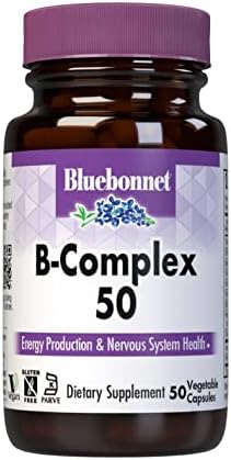 Bluebonnet Nutrition B Complex 50 Vegetable Capsules, Complete Full Spectrum, Vitamin B6, B12, Biotin, Folate, Vegan, Vegetarian, Gluten Free, Soy Free, Milk Free, Kosher, 50 Vegetable Capsules