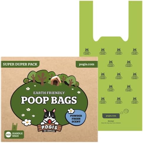 Pogi's Dog Poop Bags with Handles Bulk - 900 Doggy Poop Bags with Easy-Tie Handles - Leak-Proof, Ultra Thick, Scented Poop Bags for Dogs, Cat Poop Bags