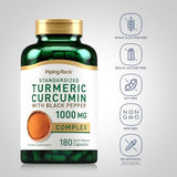 Piping Rock Turmeric Curcumin with Black Pepper 1000mg | 180 Capsules | Standardized Complex | Herbal Supplement | Non-GMO, Gluten Free