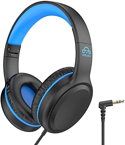 Over Ear Wired Blue Headphones for Boys Folding Corded Headphones for Youth Student Children Portable Stereo Headphones Compatible with Computer PC Phone for School Classroom