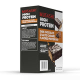 MUSASHI High Protein Bar, 45g Protein, 1g Total Sugars, Dark Chocolate & Salted Caramel, Post Workout and Protein Snack On The Go, 12 Pack of 3.2oz (90g) Bars