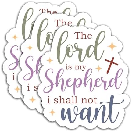 (3Pcs) The Lord is My Shepherd Sticker Cross Sticker Religious Faith Sticker God Sticker Christian Sticker, Waterproof Vinyl Decals for Books Laptops Phone, Water Bottles Tumblers, 3 x 2.7 Inch