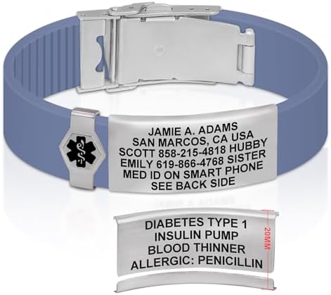 Divoti Custom Engraved Medical Alert ID Bracelet – Dual-Sided Laser Etching, Silicone Wristband, Stainless Steel Security Clasp – Adjustable & Trim-to-Fit – Emergency Medical Info Band for Men & Women