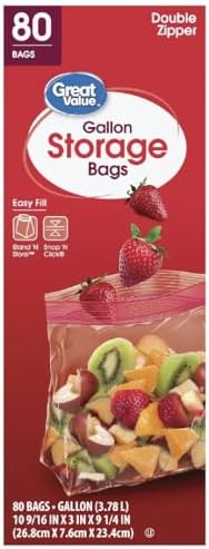 Great Value Double Zipper Gallon Size Storage Bags & 80 count