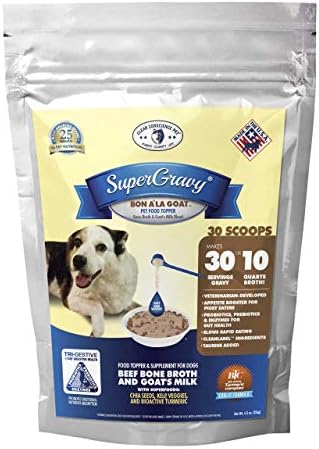 SuperGravy Bon A’ La Goat | Natural Dog Food Gravy Topper | Beef Bone Broth, Goat Milk for Dogs | Gluten Free & Grain Free, 30 Scoop, 01096, White