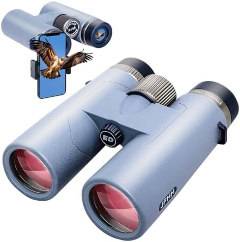 JFHH12x45 Binoculars for Adults with Universal Phone Adapter - High Power Binoculars with Super Bright and Large View- Lightweight Waterproof Binoculars for Bird Watching Hunting Outdoor Sports Travel