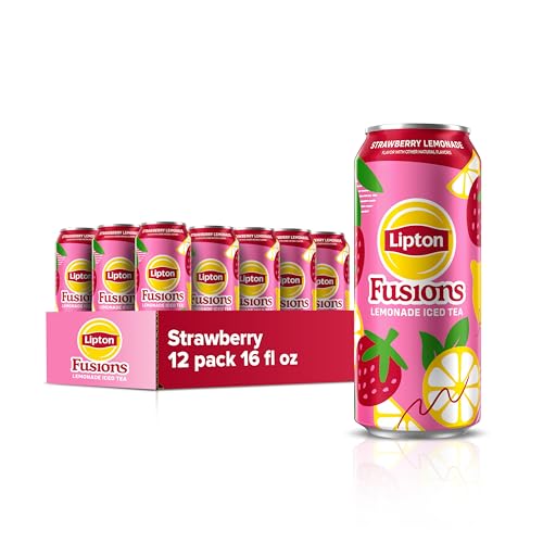 Lipton Fusions, Strawberry Lemonade Iced Tea, 16 Fl Oz Cans (Pack of 12)