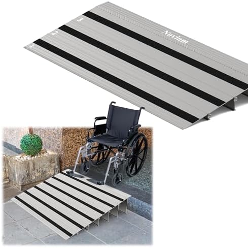 3" Rise Door Threshold Ramp with Updated Fixable Screws, Stable Portable Wheelchair Ramp for Home Steps, Aluminum Door Entry Ramps for Scooters, Power Chairs, Walkers, 800LBS Load Capacity