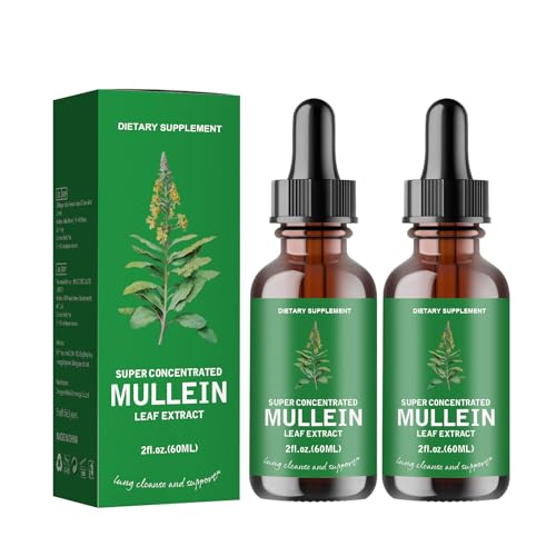 Generic 2 Pack Mullein Drops for Lungs - Mullein Leaf Extract for Lungs Support Lung Cleanse & Respiratory Function for Healthy Breathing - Natural Supplement, Tincture Drops | Non-GMO, Vegetarian