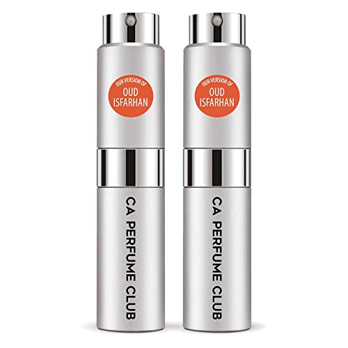 CA Perfume Impression of Christian D. Oud Isfarhan For Women & Men Replica Version Fragrance Dupes Concentrated Long Lasting Eau de Parfum Spray Refillable Atomizer Bottle 0.27 Fl Oz-X2