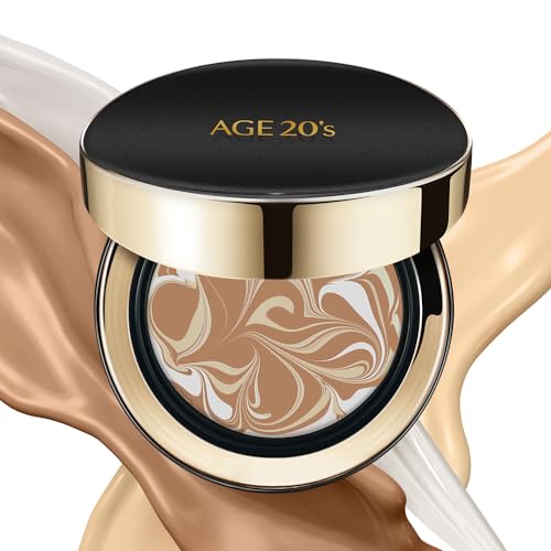 AGE20'S Signature Essence Pact SPF 50+ | Pack of 1 | 25N SAND | Cream Foundation, Dewy Finish, Natural Coverage | Korean Cushion Foundation