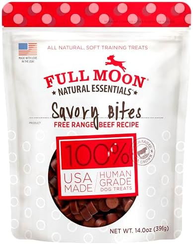 Full Moon All Natural Human Grade Dog Treats, Essential Beef Savory Bites, 14 Ounce