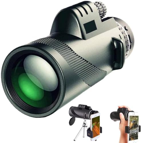 80x100 HD High Powered Monocular Telescope,with Smartphone Holder & Tripod,BAK-4 Prism Compact Monoculars for Adults Kids,Low Night Vision Monocular for Bird Watching