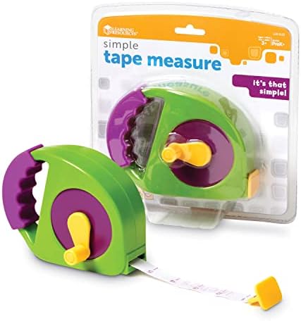 Learning Resources Simple Tape Measure, Ages 3+, Retractable Toy Tape Measure, Measures 4 Feet, Construction Toy for Kids,Back to School