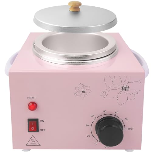 Portable Wax Warmer Machine for Painless Hair Removal, Women Men Professional Wax Heater with Adjustable Temperature Set,20pcs Wax Sticks (Pink - Single Pot)