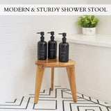 Beautiful Teak Shower Stool and Foot Rest for Shaving Legs - Sturdy Wooden Seat Fits Nicely into Your Shower Corner - Space Saving, Easy to Assemble and Water Resistant Bench for Inside Showers