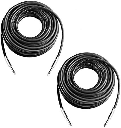 2Pcs 100 Feet Professional 1/4" to 1/4" Speaker Cables, Pair 100 ft 12 Gauge 1/4 Male Inch Audio Amplifier Connection Heavy Duty Cord Wire