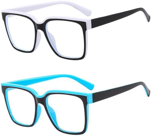 Oversized Blue Light Blocker Glasses for Women Men Fashion Square Eyewear Computer Eyeglasses Non-Prescription