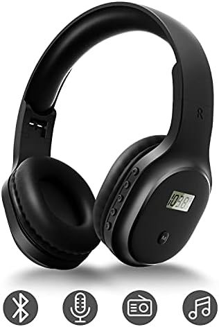 Wireless Headphones with FM Radio and Bluetooth 5.0, Rechargeable Portable Headset with Built-in Microphone, Lightweight and Comfortable Ear Muffs for Jogging, Mowing, Cycling, and More