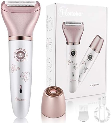 Electric Razor for Women - Painless 2-in-1 Shaver for Women Hair Remover for Face, Legs and Underarm Wet & Dry, Portable Bikini Trimmer, Lady Hair Removal with 2 Trimmer Heads- Micro USB Recharge