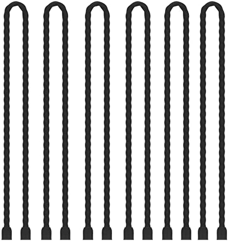 Gesipor 6 PCS 24-Inch Silicone Cable Ties Dia 5mm Reusable Steel-Core Rubber Twist Ties Bendable Cable Ties for Bundling and Holding, All Purpose Cord Tie for Indoor and Outdoor (Black)