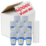 Sipoes New York Coffee Cups Disposable 50-Pcs Pack with Lid -10-Ounce Hot & Cold Paper Drinking Cups - Multipurpose Leakproof Design - Good Insulation for your Coffee