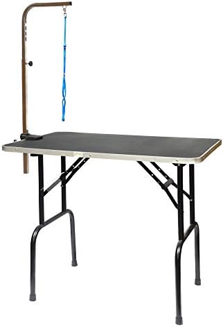 Go Pet Club - 42 Inch Dog Grooming Table - Pet Grooming Table - Foldable, Adjustable Arm, Portable, Non-Slip Grooming Table for Dogs at Home - Black