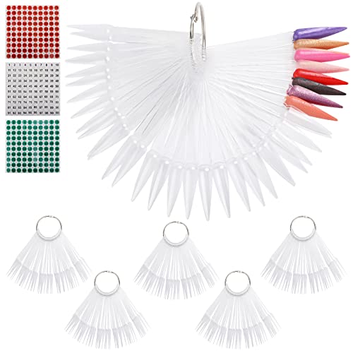 300 Pcs Nail Swatch Sticks with Ring, Stiletto Nail Polish Color Sample Sticks Display