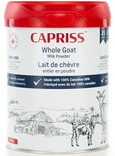 Capriss Whole Goat Milk Powder, 22.5oz | Canadian Family Farm Sourced, Vitamin D Enriched, High Protein & Calcium, A2 Milk, Easy to Digest, Gluten Free | No Antibiotics, No rBST, No Preservatives