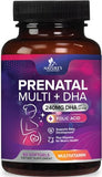 Women's Prenatal Multivitamin with Folic Acid + DHA, Prenatal Vitamin Supplement for Fetal Support w/Folate, Omega 3, Vitamins D3, B6, B12 & Iron, Pregnancy Prenatal DHA, Non-GMO - 60 Softgels