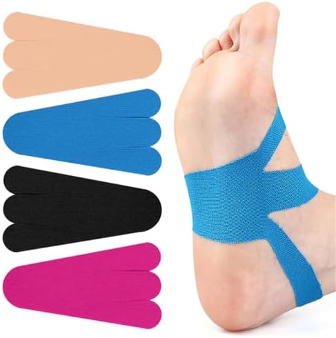 Precut Kinesiology Tape, Waterproof Breathable Foot Plantar Fasciitis Pain Relief Athletic Tapes, Hypoallergenic Elastic Sports Joints Muscle Tape for Feet Arch Heel Ankle Carpal Tunnel (20 PCS)