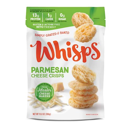 Whisps Cheese Crisps Parmesan Cheese | Protein Chips | Healthy Snacks | Protein Snacks, Gluten Free, High Protein, Low Carb Keto Food (10.8 Oz)