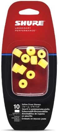 Shure EAYLF1-10 Yellow Foam Sleeves (10 Included/5 Pair), Replacements for E1, E3, E4, E5, SCL3, SCL4, SCL5, SE110, SE210, SE310, SE420, SE530, SE112, SE115, SE215, SE315, SE425, SE535 (EAYLF1-10)