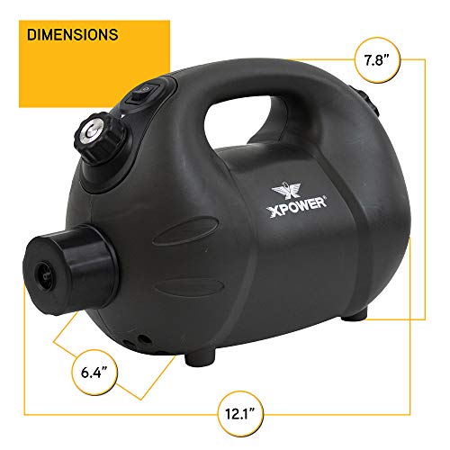 XPOWER F-8B ULV Cold Fogger, Mist Blower, and Sprayer for Cleaning, Disinfecting, Pest Control and Odor Elimination, 20+ Ft. Spray Distance, 0.6 L Tank Capacity, Rechargeable Battery