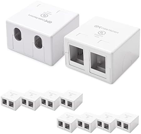 Cable Matters UL Listed 10-Pack 2-Port Keystone Jack Surface Mount Box in White