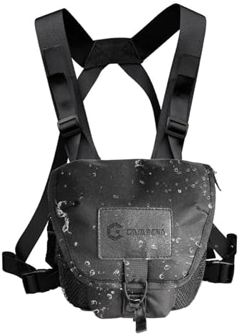 GAIARENA Waterproof Binocular Harness Chest Pack, Bino Harness Case with Rangefinder & Cellphone Pocket for 12x42 Binoculars Lightweight Binocular Pack for Hunting, Hiking (New Version)