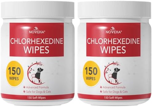 NOVEHA Pet Wipes - Formulated Pet Wipes - for Facial and Finger Folds, Underarms - 3" x 2" Size (300 Counts)