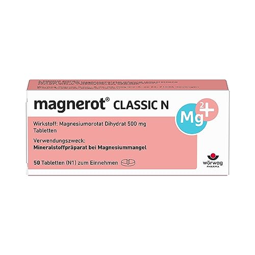 magnerot CLASSIC N tablets, 50 pieces: Magnesium for muscle and calf cramps caused by magnesium deficiency, relaxation for muscles and nerves with magnesium orotate, supports muscle function