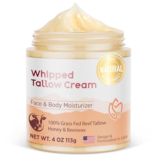 Beef Tallow moisturizer for Skin - Grass fed beef tallow honey Balm for face body dry skin (4 oz, Refreshing)