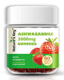 Nature's Key Ashwagandha Gummies, 3000mg High Potency Ashwagandha Root Extract with Vitamin D2, Stress, Calm Mood & Cognition, for Men & Women, Strawberry Flavor (60 Count (Pack of 1)