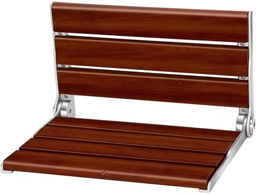 Wall Mounted Shower Seat - 16IN Shower Benches for Inside Shower with 400LB Capacity, Fold Down Shower Seat for Elderly, Disabled & Pregnant Women, Non-Slip Red Shower Chair, [2025 New Upgrade]