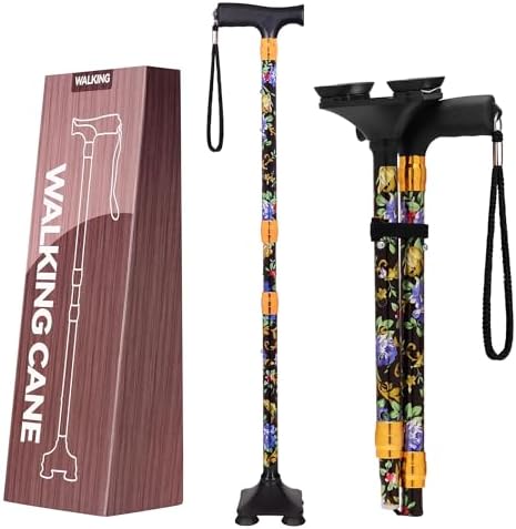 LIXIANG Walking Cane for Women for Stability Seniors Balance Folding Foldable Canes for Men Heavy Duty Adjustable Travel Collapsible Fashionable Fancy Decorative Unique Cool Cane