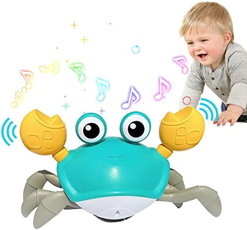Baby Toys Crawling Crab - Infant Tummy Time Toys 3 4 5 6 7 8 9 10 11 12 Baby Toys 6-12 12-18 Months Light-up Musical Walking Sensory Induction Crabs Interactive Toddler 1st Boys Girls Birthday Gifts