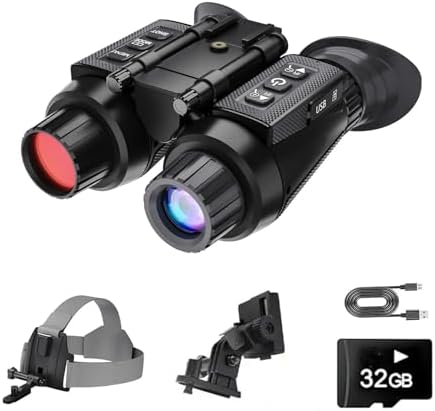 3D Head Mounted Night Vision Binoculars,4K Digital Infrared Goggles,8X Digital Zoom,Built-in 3000MAH Battery,with 32GB Memory Card for Save Photos & Videos
